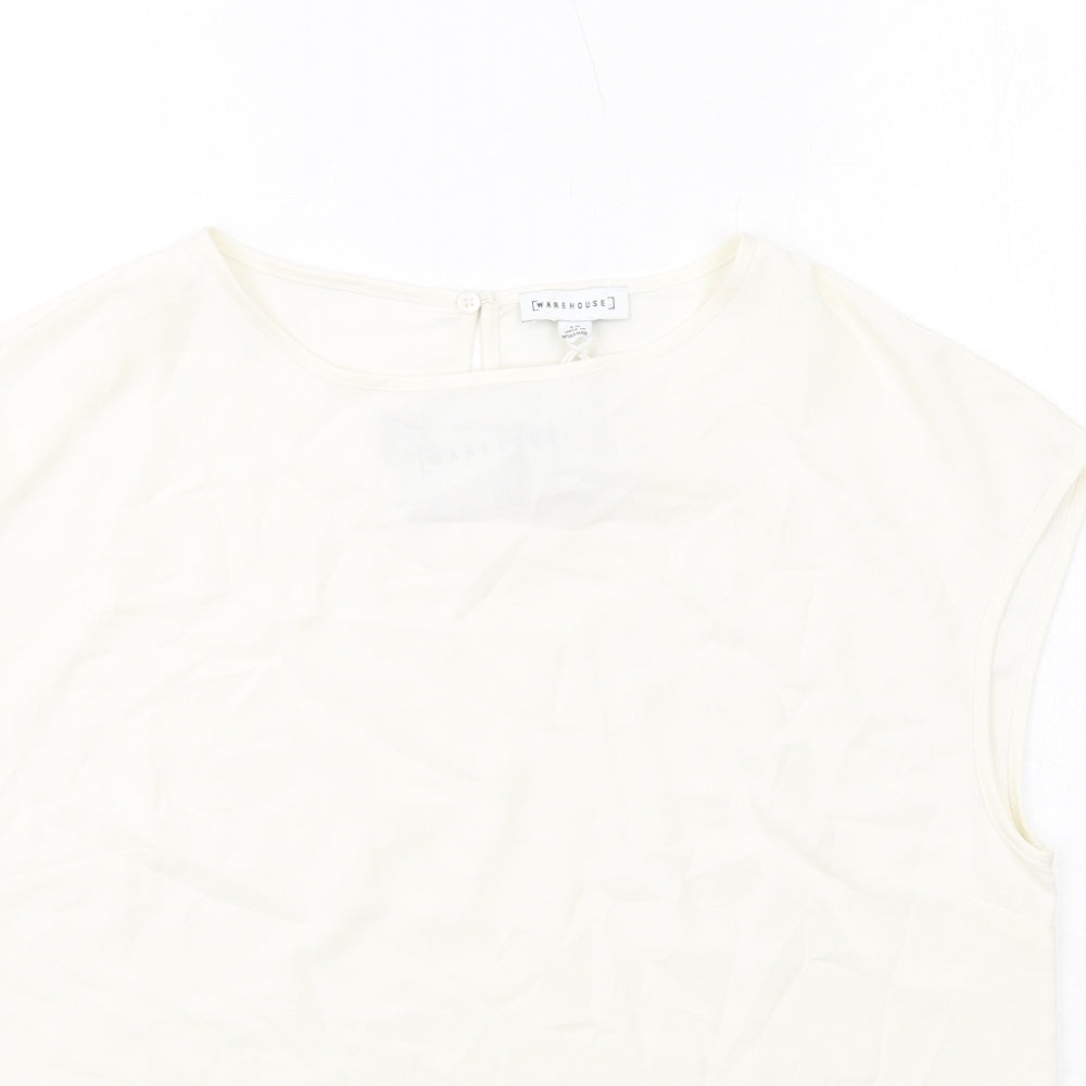Womens UK Size 12 Warehouse Ivory Basic T-Shirt