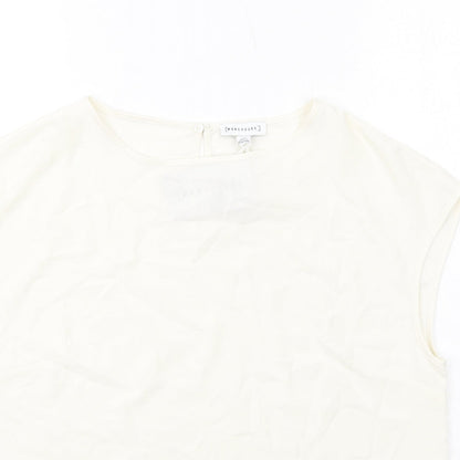 Womens UK Size 12 Warehouse Ivory Basic T-Shirt