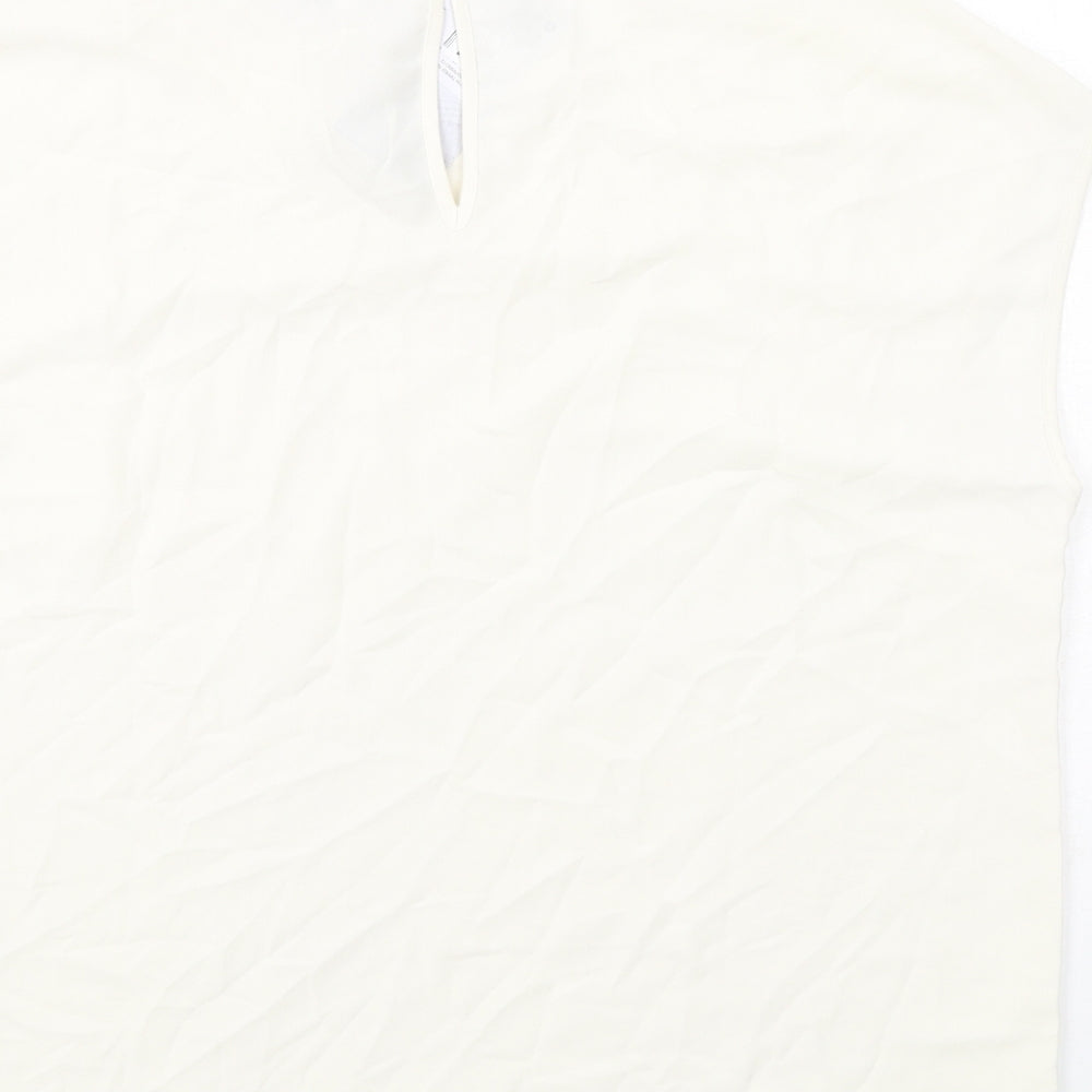 Womens UK Size 12 Warehouse Ivory Basic T-Shirt