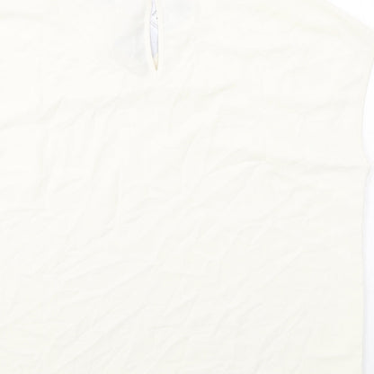 Womens UK Size 12 Warehouse Ivory Basic T-Shirt