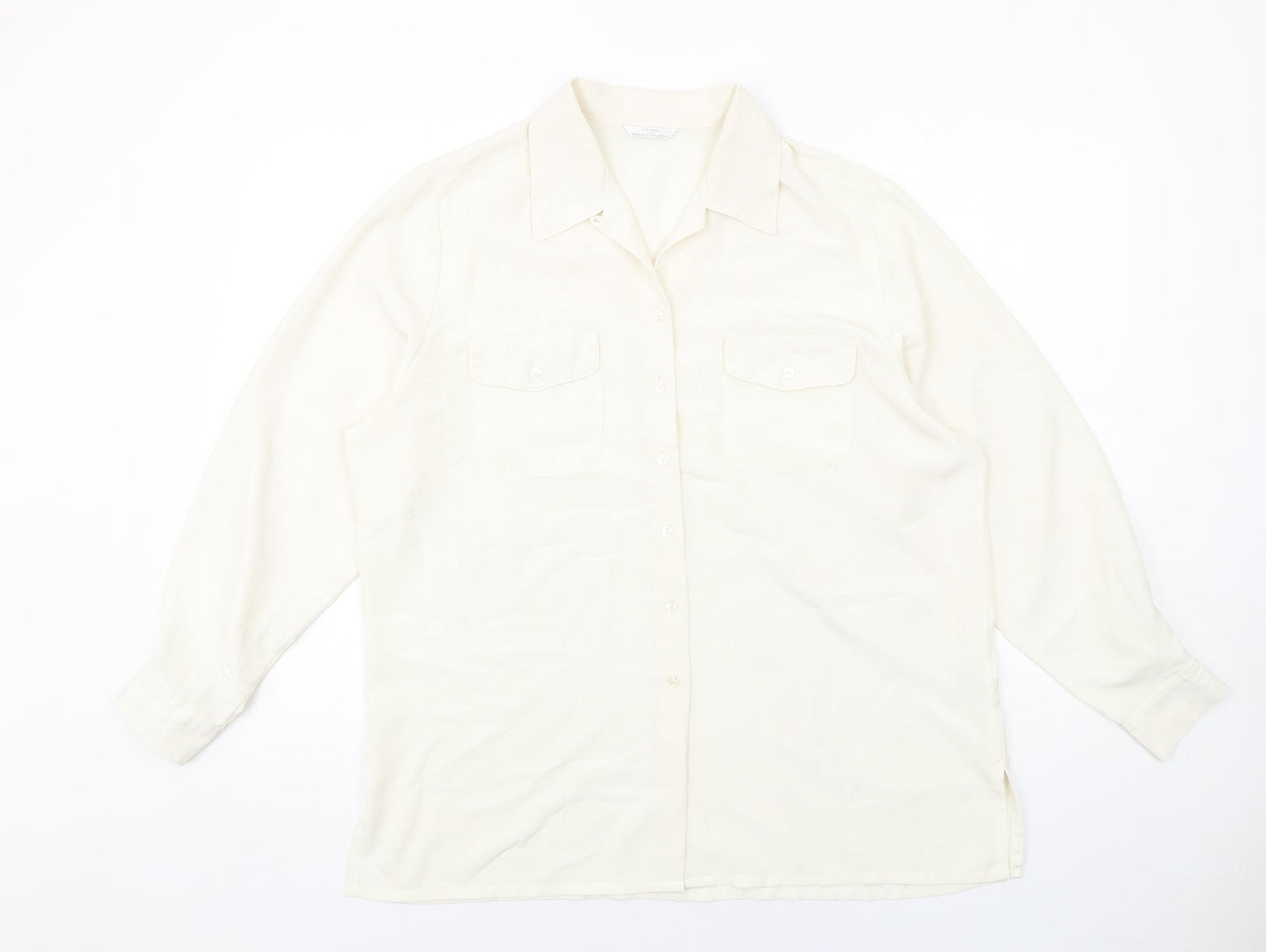Womens UK Size 18 Marks and Spencer Ivory Basic Button-Up