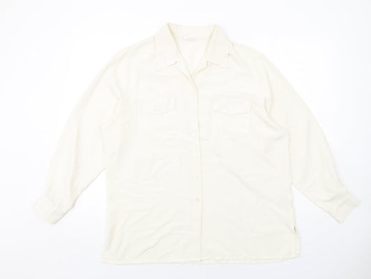 Womens UK Size 18 Marks and Spencer Ivory Basic Button-Up