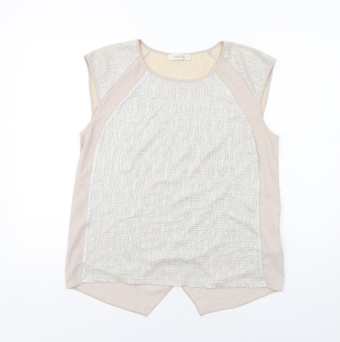 Womens UK Size M Oasis Beige Basic Blouse