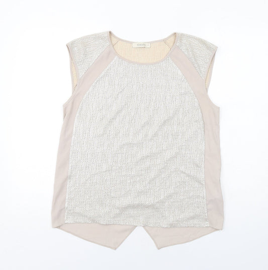 Womens UK Size M Oasis Beige Basic Blouse