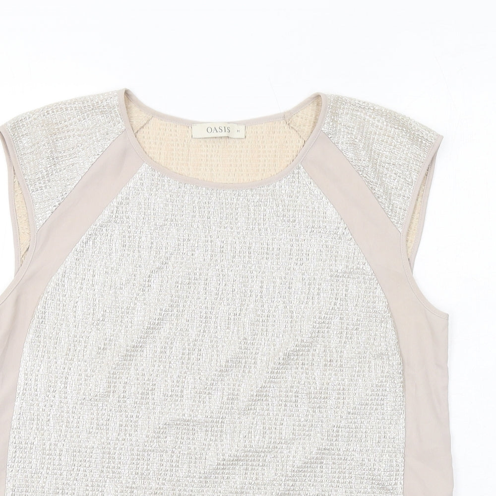 Womens UK Size M Oasis Beige Basic Blouse