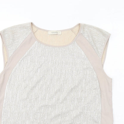 Womens UK Size M Oasis Beige Basic Blouse