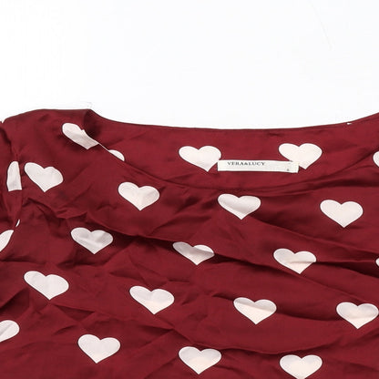 Womens UK Size S Vera & Lucy Red Basic Blouse