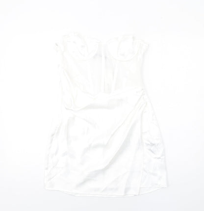 Zara Womens White Polyester Mini Size M Sweetheart Zip - Corset style