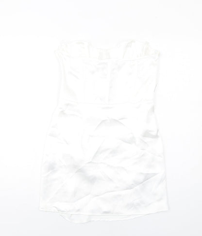 Zara Womens White Polyester Mini Size M Sweetheart Zip - Corset style