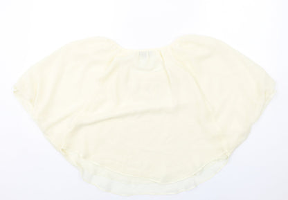 Caroline Morgan Womens Ivory Polyester Basic Blouse Size S Round Neck - Batwing Sleeves Neckline Detail