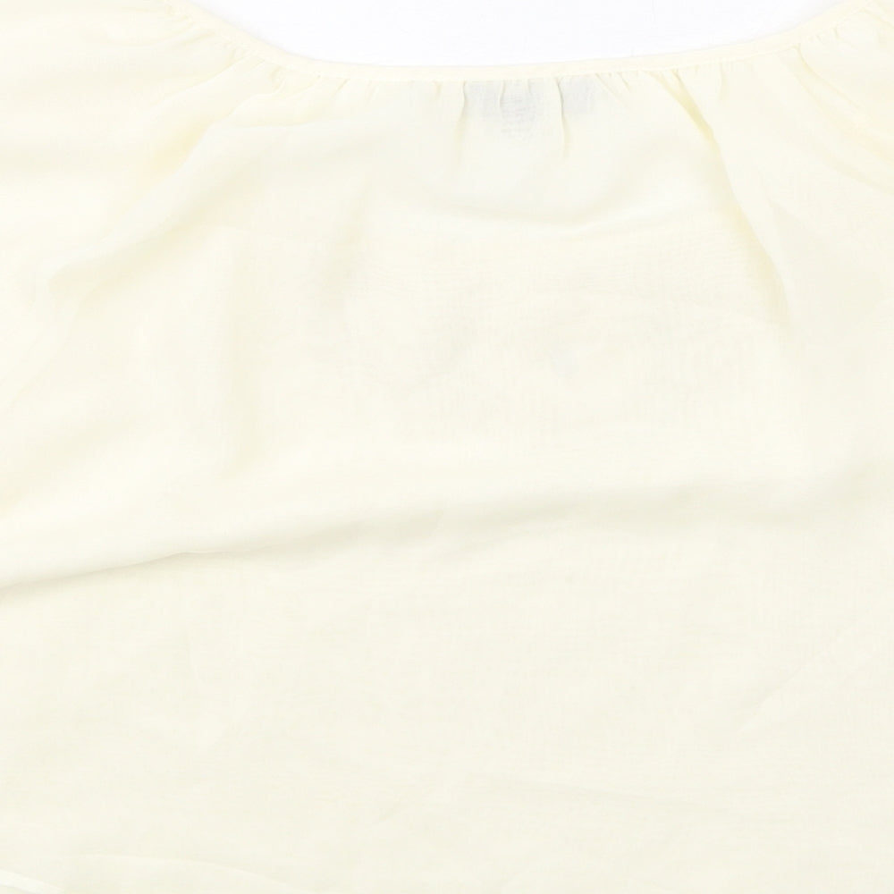Caroline Morgan Womens Ivory Polyester Basic Blouse Size S Round Neck - Batwing Sleeves Neckline Detail