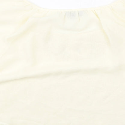 Caroline Morgan Womens Ivory Polyester Basic Blouse Size S Round Neck - Batwing Sleeves Neckline Detail