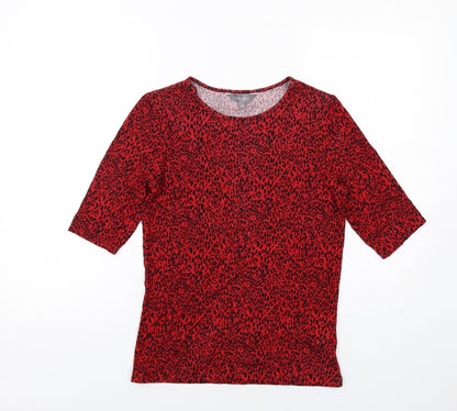 Womens UK Size 10 Principles Red Basic T-Shirt