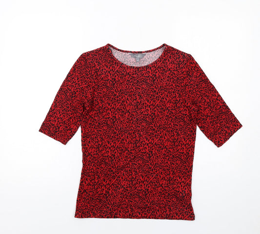 Womens UK Size 10 Principles Red Basic T-Shirt