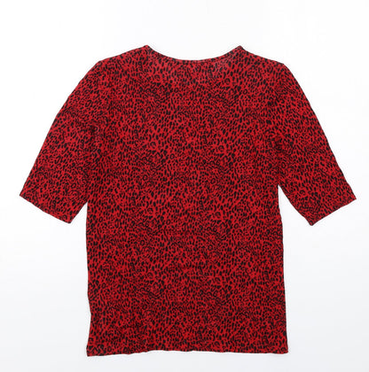 Womens UK Size 10 Principles Red Basic T-Shirt