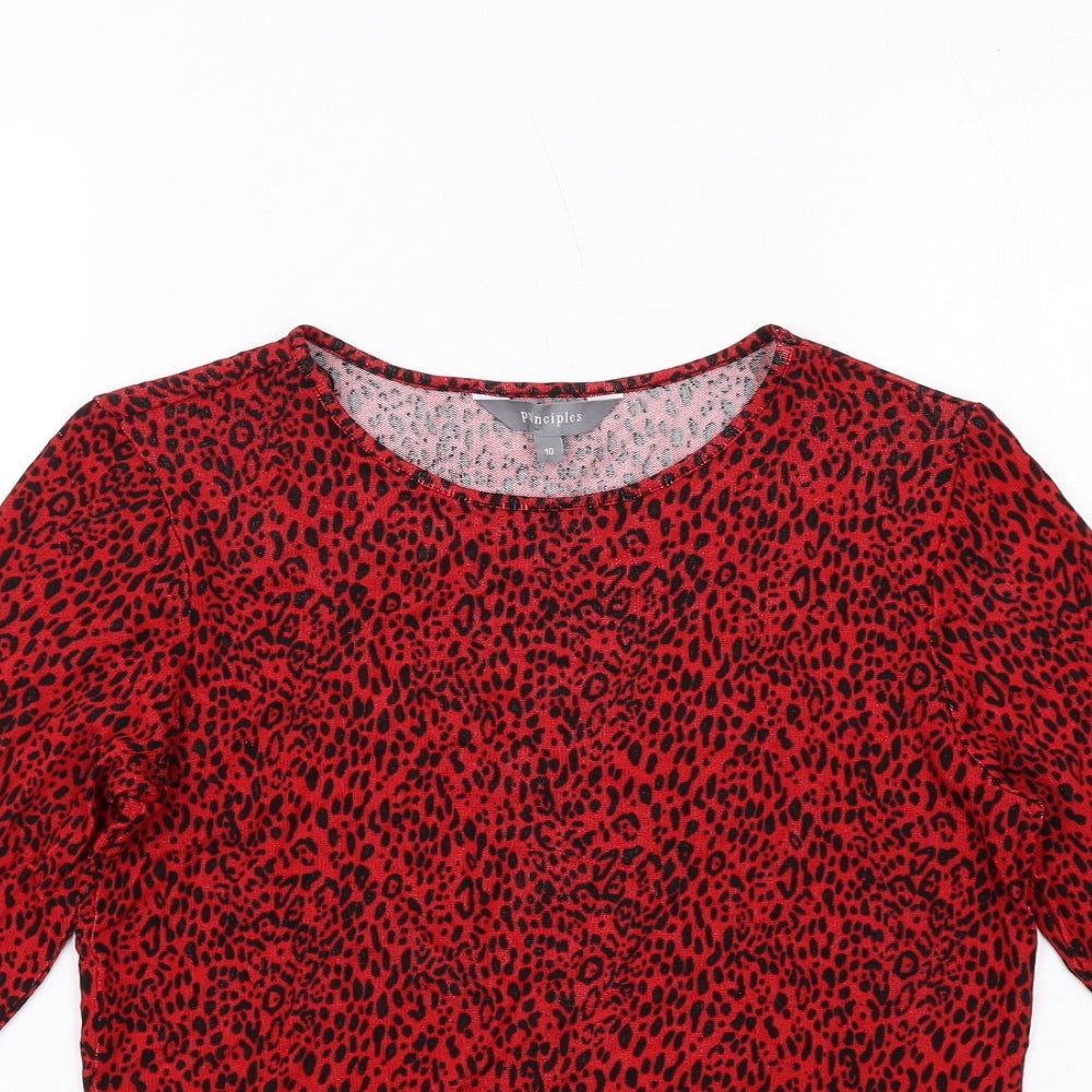 Womens UK Size 10 Principles Red Basic T-Shirt