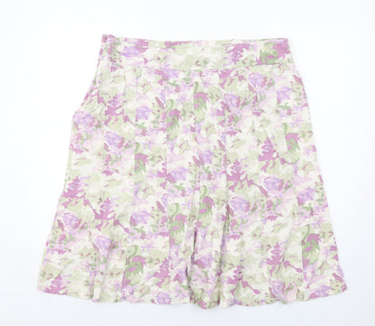 EWM Womens Multicoloured Geometric Linen Swing Skirt Size 22 Zip