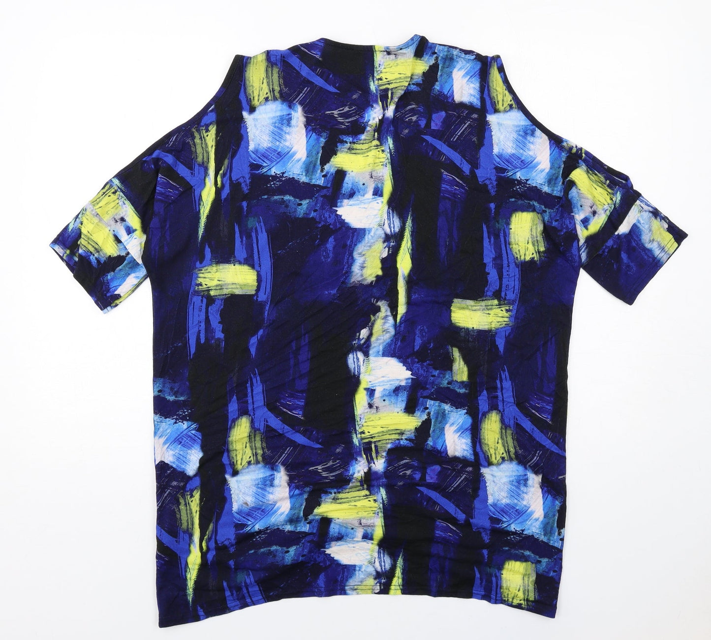 Womens UK Size M MARBLE Blue Basic T-Shirt