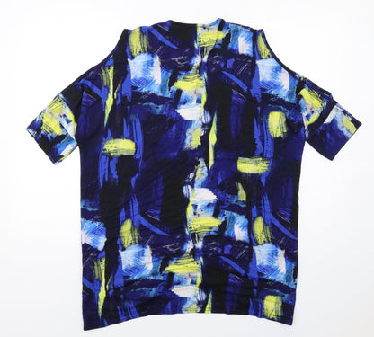 Womens UK Size M MARBLE Blue Basic T-Shirt