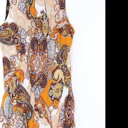 Dorothy Perkins Womens Multicoloured Paisley Viscose Shift Size 8 Boat Neck Zip