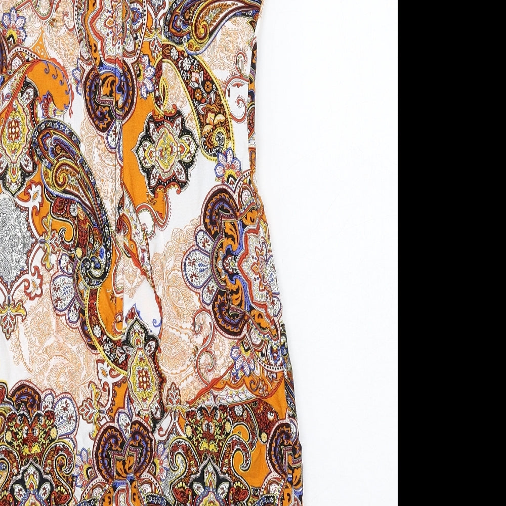Dorothy Perkins Womens Multicoloured Paisley Viscose Shift Size 8 Boat Neck Zip