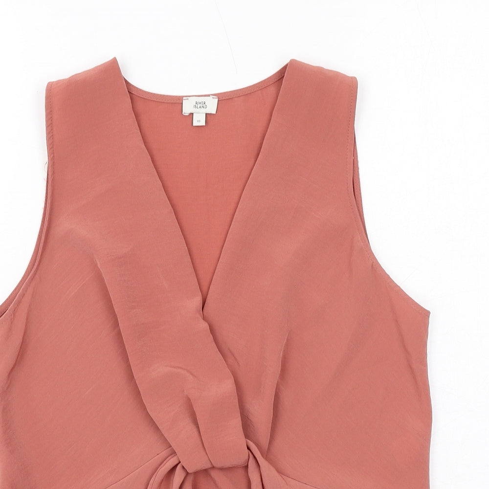 Womens UK Size 10 River Island Pink Basic Blouse