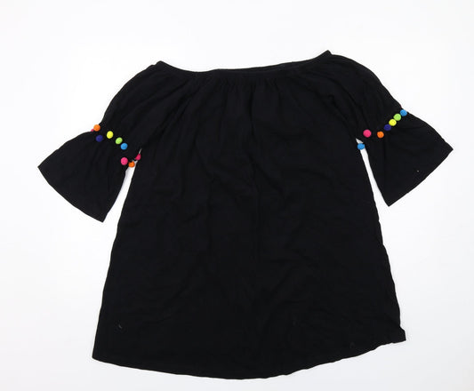 ASOS Womens Black Cotton A-Line Size 10 Boat Neck Pullover