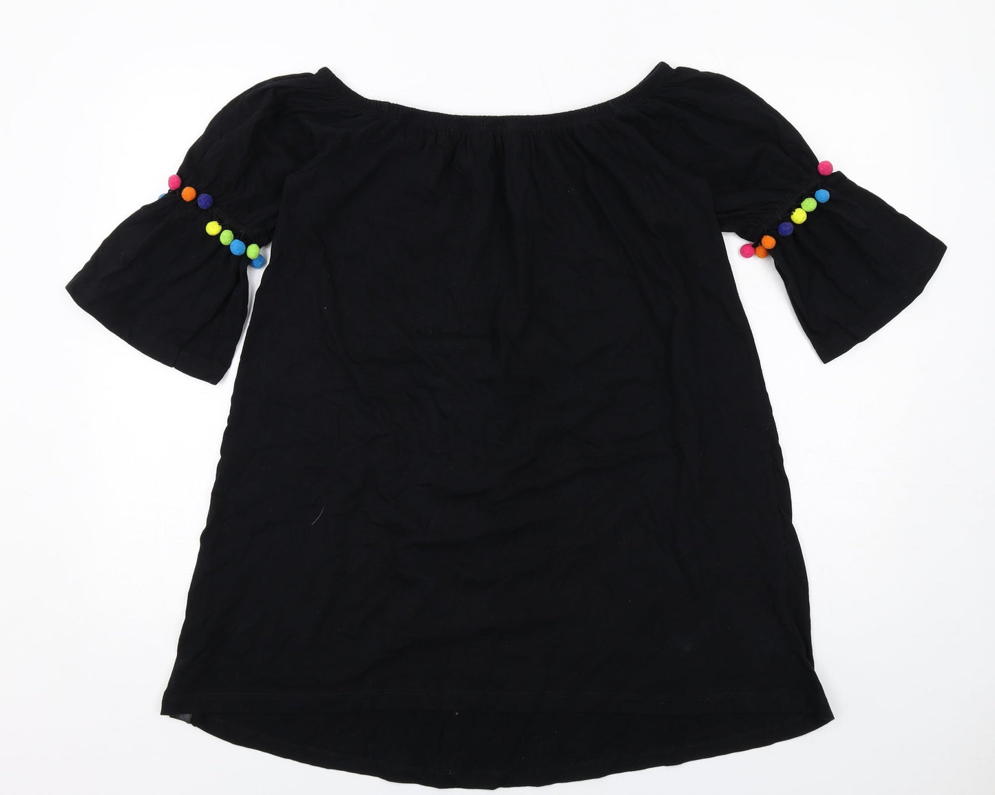 ASOS Womens Black Cotton A-Line Size 10 Boat Neck Pullover