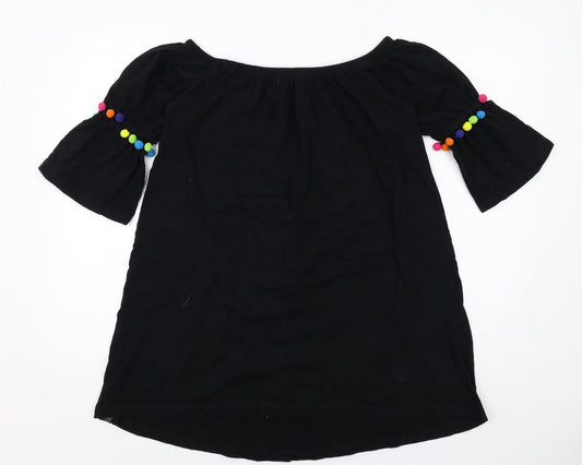 ASOS Womens Black Cotton A-Line Size 10 Boat Neck Pullover