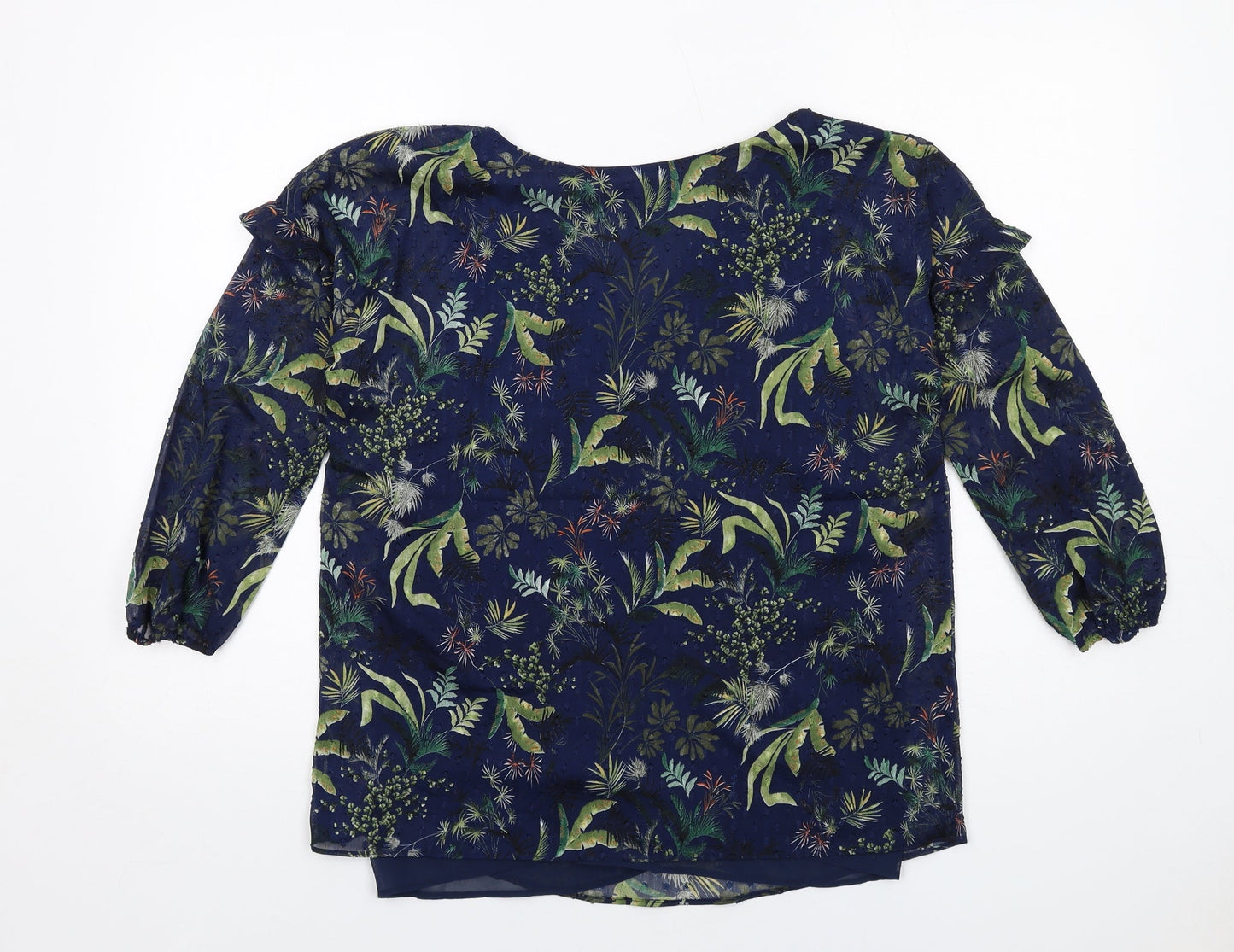 Esprit Womens Blue Geometric Polyester Basic Blouse Size 10 V-Neck