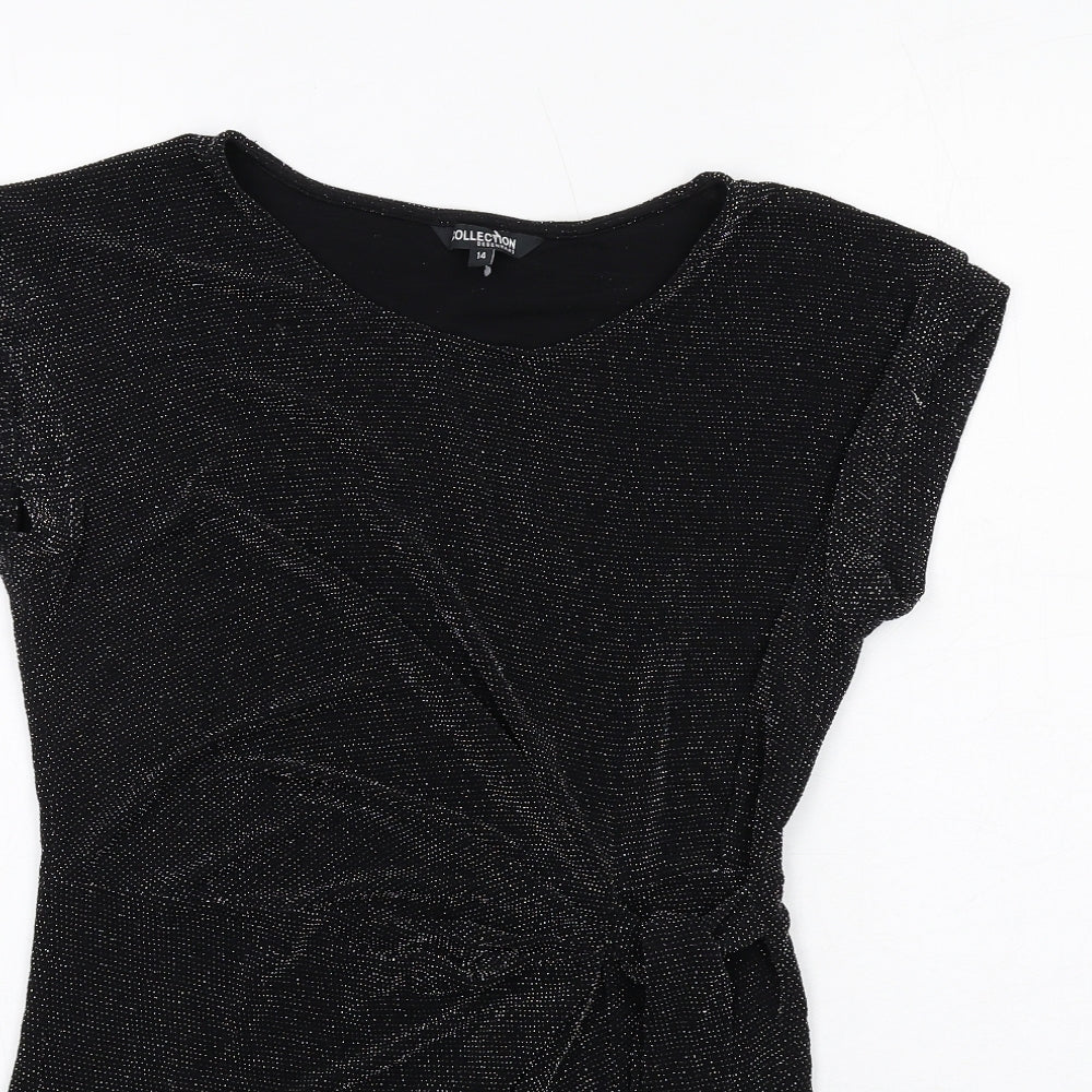 Womens UK Size 14 Debenhams Black Basic Blouse