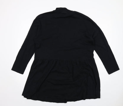 ASOS Womens Black Cotton Jumper Dress Size 12 Mock Neck Pullover