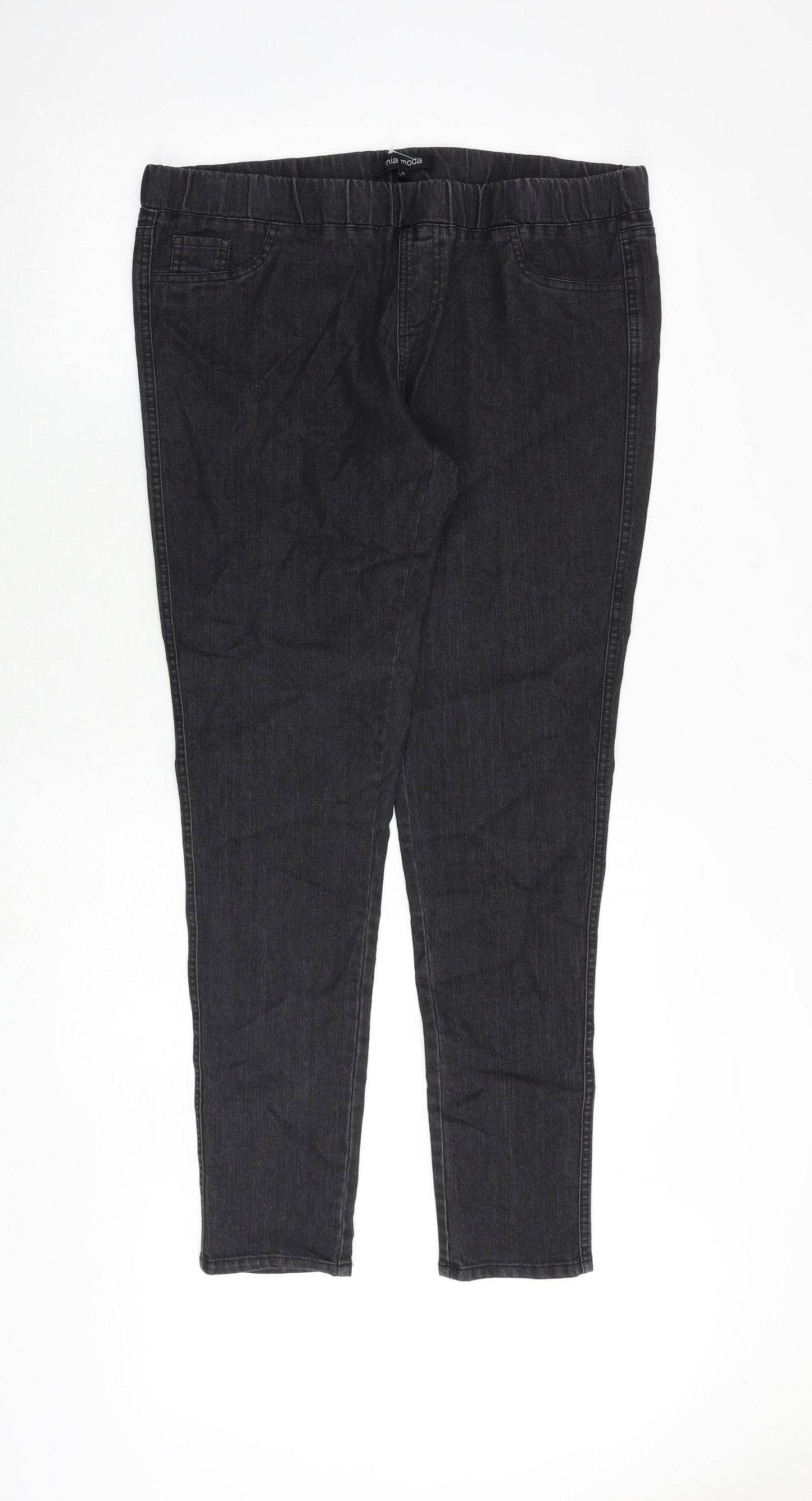 Mia Moda Womens Grey Cotton Skinny Jeans Size 16 Regular