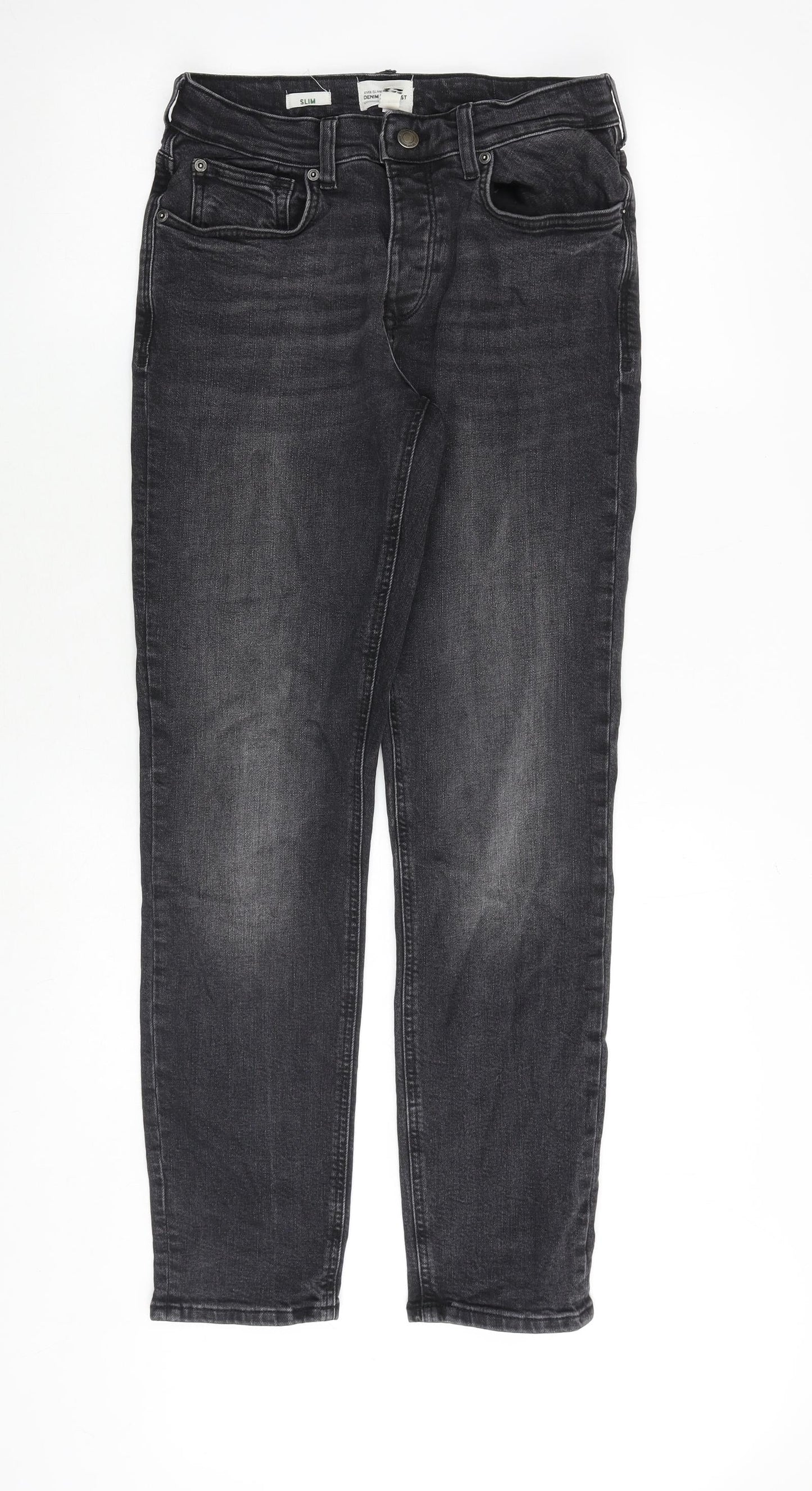 Mens UK Size 30 in River Island Regular Fit Skinny Grey Jeans