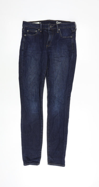 Gap Womens Blue Cotton Skinny Jeans Size 26 in Relaxed Zip