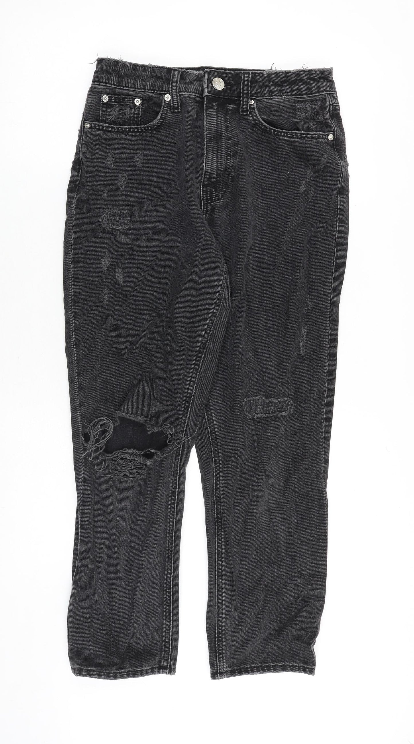 River Island Womens Grey Cotton Straight Jeans Size 10 Regular Zip