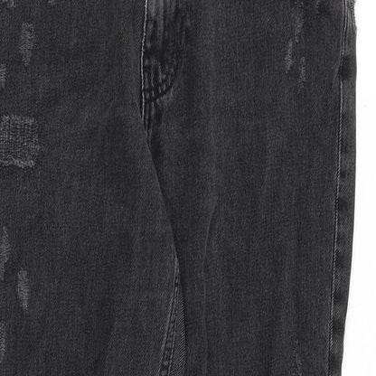 River Island Womens Grey Cotton Straight Jeans Size 10 Regular Zip