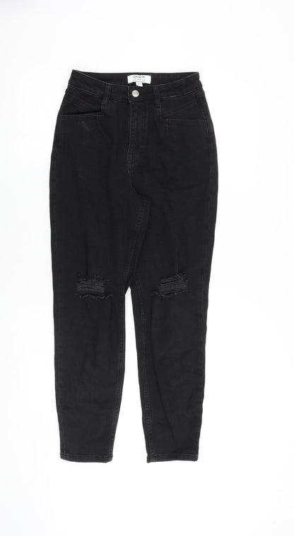 Dorothy Perkins Womens Black Cotton Tapered Jeans Size 6 Regular Zip