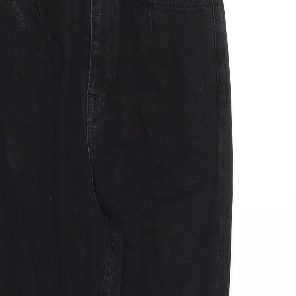 Dorothy Perkins Womens Black Cotton Tapered Jeans Size 6 Regular Zip