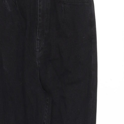 Dorothy Perkins Womens Black Cotton Tapered Jeans Size 6 Regular Zip