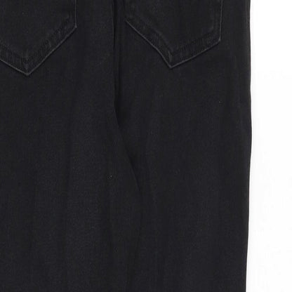 Dorothy Perkins Womens Black Cotton Tapered Jeans Size 6 Regular Zip