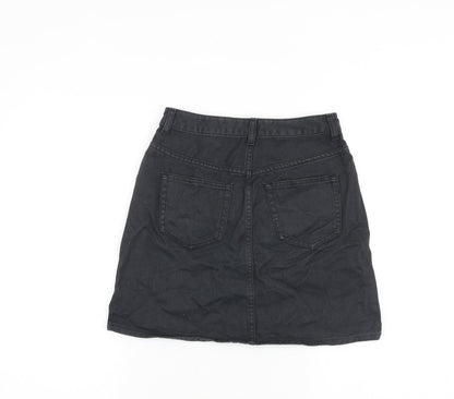 GU Jeans Womens Grey Cotton A-Line Skirt Size 26 in Zip