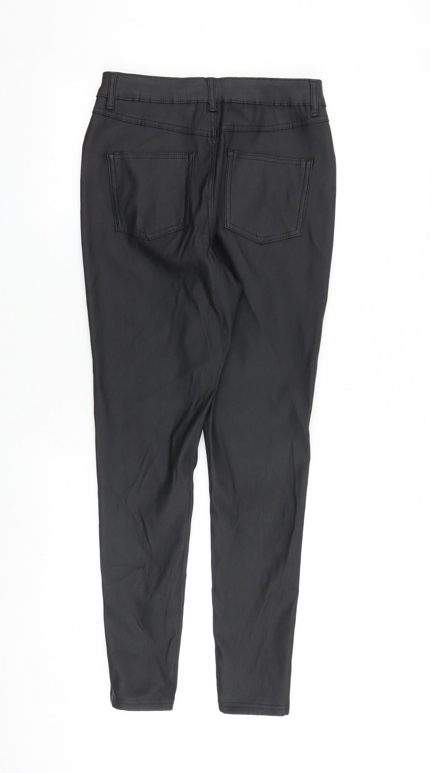 Denim & Co. Womens Black Polyester Trousers Size 10 Regular Zip - Coated