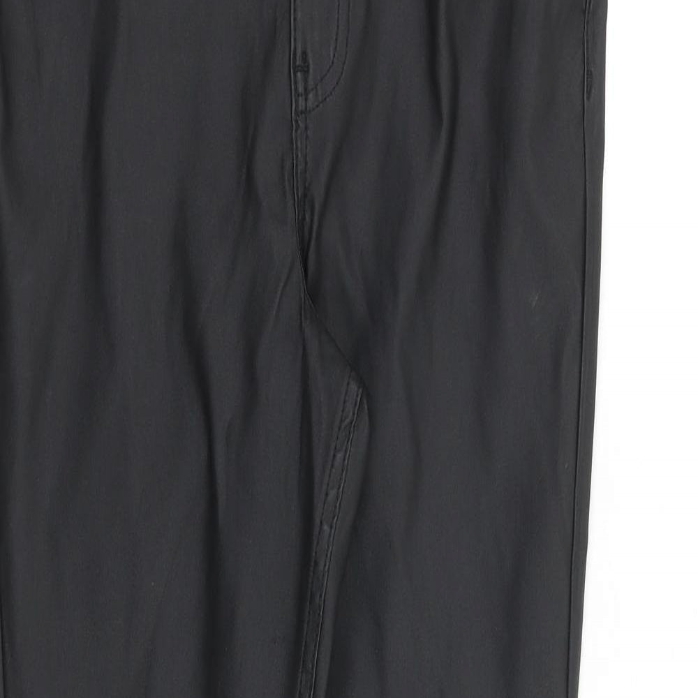 Denim & Co. Womens Black Polyester Trousers Size 10 Regular Zip - Coated