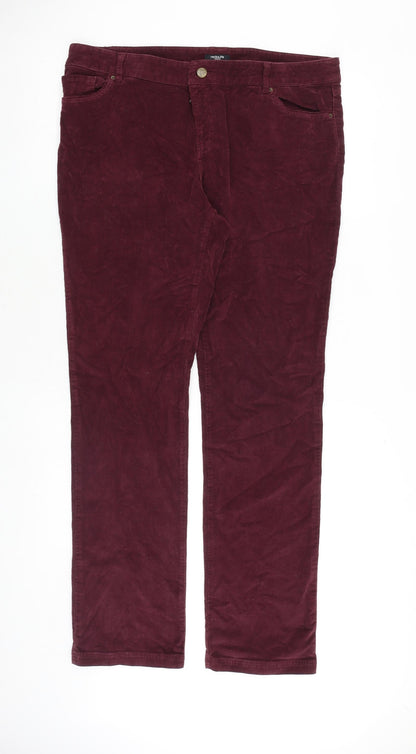 La Redoute Womens Red Cotton Trousers Size 36 in Regular Zip