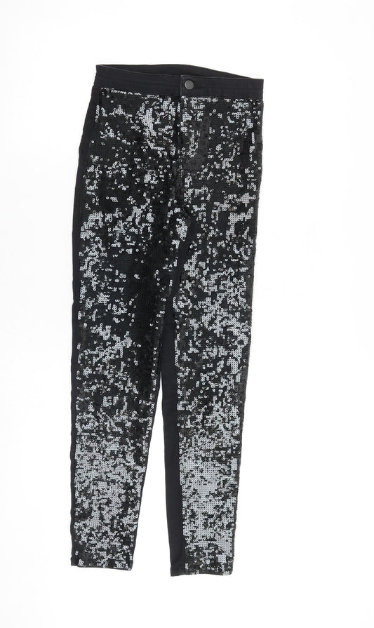 Topshop Womens Black Cotton Skinny Jeans Size 26 in L30 in Regular Zip