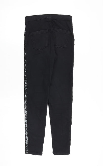 Topshop Womens Black Cotton Skinny Jeans Size 26 in L30 in Regular Zip