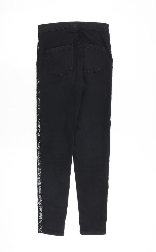 Topshop Womens Black Cotton Skinny Jeans Size 26 in L30 in Regular Zip