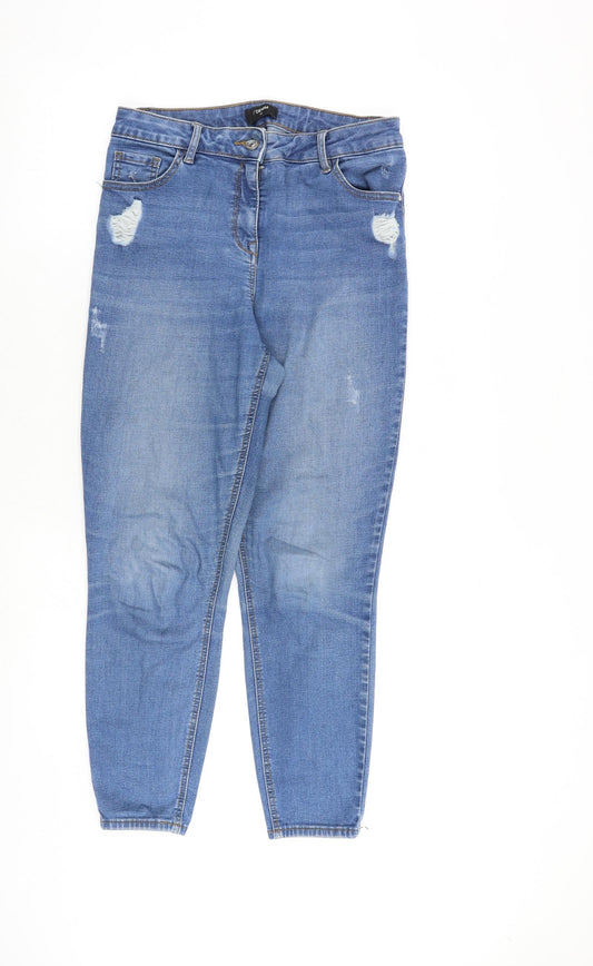 Additional front view of /Denim women’s blue cotton skinny jeans, size UK 12, regular zip