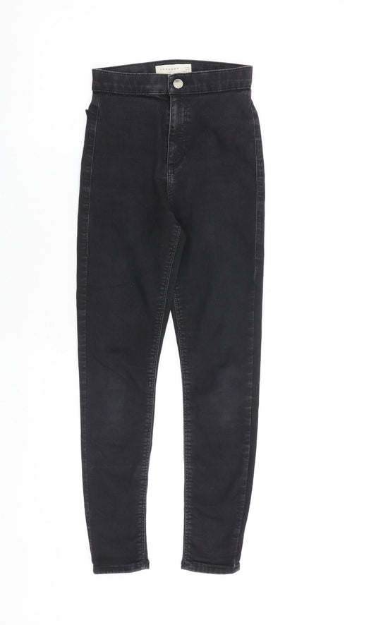 Topshop Womens Black Cotton Skinny Jeans Size 25 in Regular Zip